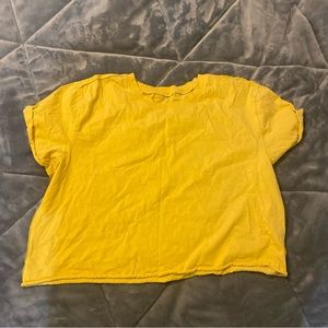 wild fable yellow cropped tee, L